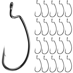 Crank Barbed Hook High Carbon Steel Wide Gap Offset Fishhook Soft Worm Hook for Soft Fishing Lure 5/0-10#