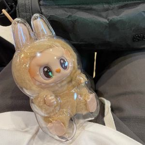 Labubu V1 V2 Protective Acrylic Case Acrylic protective shell，Transparent Portable Cable Organizer Box Thickened Doll Bag Acrylic shell Keychain Bags Doll