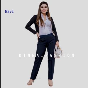 Celana kerja kantor wanita pinggang karet celana bahan wanita muat bb40-75kg S M L XL XXL 3XL 4XL 5XL