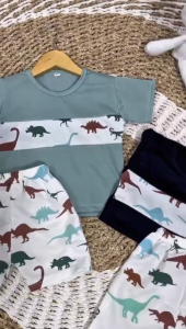 Setelan Dino 0-4 tahun Set Baju dan Celana Anak Perempuan dan Laki-Laki Gubaby