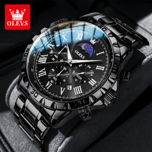 OLEVS Jam Tangan Pria Original 100% Anti Air Rantai Stainless Steel Luminous Chronograph Import