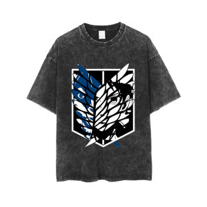 Áo Thun Cotton Tay Ngắn Phong Cách Retro Vintage Attack on Titan Cổ Tròn in Họa Tiết Thoáng Khí Mùa Hè Thường Ngày Rộng Rãi