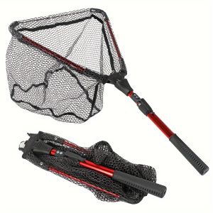 1pc Fishing Net Aluminum Alloy Retractable Triangular Telescopic Folding Fishing Net Folding Fishing Net with Telescopic Pole