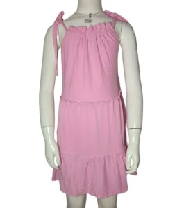 Floral layer kids summer printed plain dress sleeveless spaghetti tie dress (fit 4-7y/o