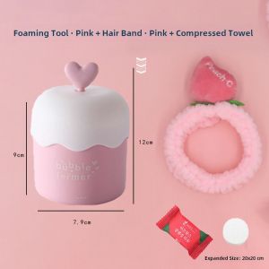 Portable Manual Press Foam Maker Bath Head Shampoo Facial Cleanser Cute Pink Nordic Style Bathroom Essential Travel Companion