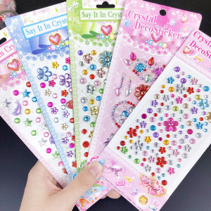6PCS 3D Gem Diamond Stickers Rhinestone Acrylic Crystal Creative DIY Gifts For Girls Kids Toys Mobile Album Decoration