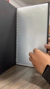 Bìa da Menu A4 nhỡ 15x30cm ép chìm màu đen kích thước 10 lá cho nhà hàng khách sạn.