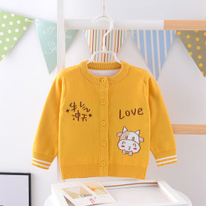 Thickened Pure Cotton Knitted Sweater Coat for Baby Boys Spring Autumn Winter Korean Style Fashionable Small Childrens Clothes