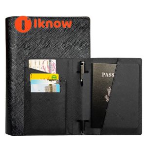 I know Korean Style Multi-Color Cross Texture PU Passport Holder with Pen Slot and Multiple Card Slots