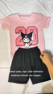Baju Setelan Anak Perempuan Karakter Kuromi Number 20 - Kaos Anak Cewek Kuromi Lucu Umur 1 - 10Tahun