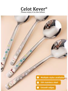 Attractive Long-handle Cartoon Creative Round Soup Spoon 304 Stainless Steel