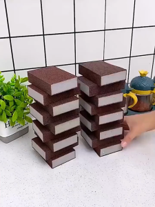 Aqrau 【จัดส่งจาก SamutSakhon🔥】💖ปรับปรุงผลิตภัณฑ์💖อุปกรณ์ทำความสะอาดผ้าฝ้ายสำหรับขัดขจัดตะกรันได้สะอาดหม้ออุปกรณ์ที่ใช้ในครัวฟองน้ำมายากลสำหรับกำจัดสนิม