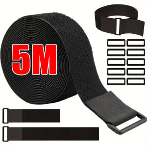 5M High Quality Nylon Cable Fastener Tape / Hooks and Loops Magic Wire Straps / Reusable Cable Organizer Straps with Buckle