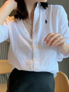 Spring Autumn New Embroidered Loose Casual Linen Shirt Womens Open Cardigan Design Sensation Small Audience Ladies Top