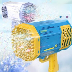 Automatic Rechargeable Handheld Bubble Blower Gun Toy Childrens Outdoor Play Firework Rocket Lamp Light Gatling Bubble Machine