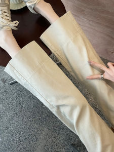 White Casual Jeans Womens Autumn New Small Size Eighteen Nine Jeans Khaki Nine Denim Pants High Waist Straight Leg Cotton