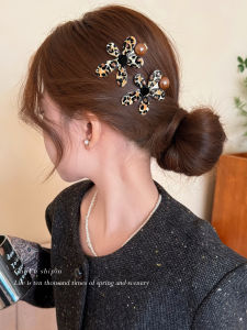 Ladies Leopard Print Flower Hair Clips Side Clips Hair Accessories High End Fringe Hairpins New 2025 Fashion Hair Decorations