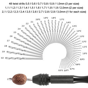 37/49pcs 0.3-3.2mm Mini Micro Hand Drill Woodworking Drilling Tools For Models Hobby DIY Jewelers Diamond Drilling Rotary Tool