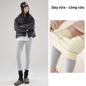 MiiOW | Quần lót cotton dày ấm áp cạp cao bằng vải nỉ cừu cho nữ mùa thu đông quần dài cotton thoải mái