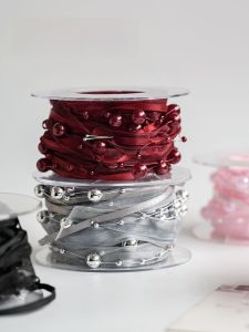 1.0cm Beads Chain Three-Strand Ribbon Decorative Ribbon Bow Hair Accessories Ins Fashion DIY Decorative Materials