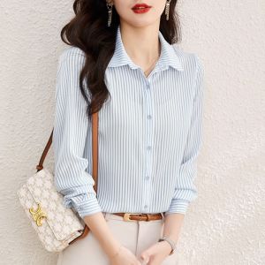 Slimming Striped Blouse Shirt
