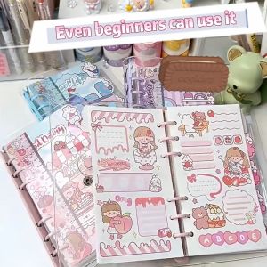 A6 Cute Binder Notebook PVC Soft Shell Waterproof Notepads School Supplies Spiral Notebooks 13X19CM