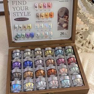 High-End Nail Art Set 24 Colors Moonlight Mirror Powder Kit Ultra-Fine Glitter Japanese Style Perfect for All Occasions