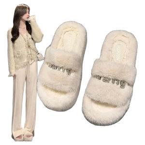 Dép Lười Bông Đế Dày Thời Trang Mùa Đông Cho Nữ Dép Lười Đính Đá Rhinestone Ấm Áp Thường Ngày Giày Dép Trẻ Em