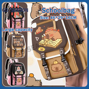 Capybara School Bag Girls Cute Backpack Junior High School Students Large Capacity Dirt-Resistant