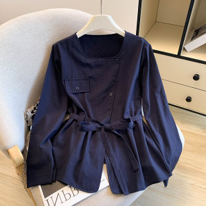 LJYR | Áo Blouse Nữ Dài Tay Elegent Cổ Vuông Nơ Đằng Trước Phong Cách Dễ Dàng Thon Gọn cho Mùa Thu