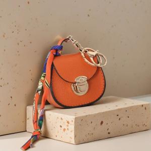 Mini PU Leather Crossbody Bag Multifunctional Earphone Key Coin Purse With Silk Scarf Strap Cute Coin Purse Pendant For Women