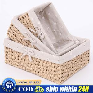【Local Delivery】 Handmade Rattan Storage Basket Household Items Snack Fruit Debris Clothing Finishing Willow Storage Basket HSQ-Rattan-Storage-Basket
