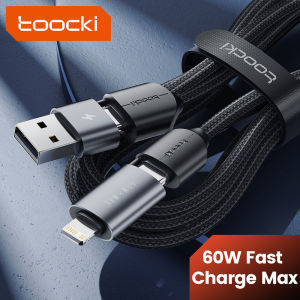 Toocki loại USB sạc nhanh 4 trong 1 60W C để loại C Lightning cáp cho iPhone 14 13 Samsung S23 Xiaomi Huawei Realme Dây cáp truyền dữ liệu