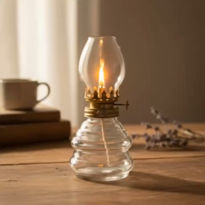 Đèn Dầu Trang Trí Phong Cách Vintage /Bầu Đèn Dầu Vân Sóng Chụp Đèn Dáng Tròn