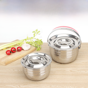 Thickened Stainless Steel Pot with Lid And Handle for Kitchen Oil Basin round Shape Handheld Basin Family Use Cooking Utensil