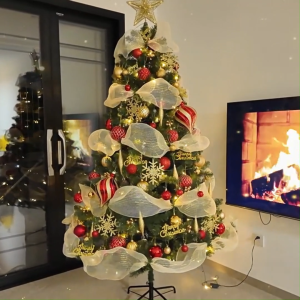 Pohon Natal Artifisial Rimbun – Mudah Dirakit Kaki Besi Lipat Anti Rontok Awet