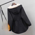 plus Size Women's Hooded Fleece Lined Thickened Parka Coat Winter New Style Fashion Slimming Cotton Jacket Outerwear. 