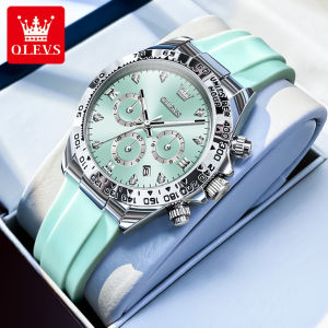 OLEVS 5618 Fashion Women Quartz Watch Gift Silicone Watchband Round-dial Wristwatch Calendar Luminous Small second