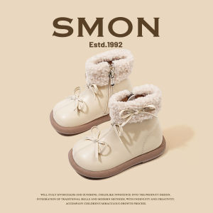 Princess Style Fleece Lined Childrens Martin Boots Warm Cotton Baby Boots Girls Booties Winter High Top Leather Boots