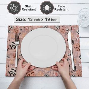 VIKAMA 2/4/6PCS Thanksgiving Farmhouse Flower Placemats Heat Resistant Washable Non Slip Kitchen Home Decor Table Mat