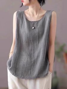 White Linen Summer Tank Top