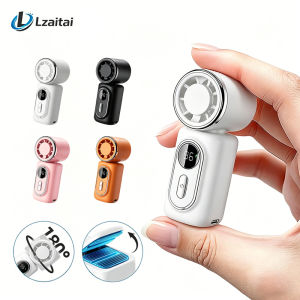 Mini Fan Handheld Small Portable Fan Cooling Turbo 5 Speeds 3000mAh LED Display 180° Rotatable Clip Type-C Rechargeable Fans New