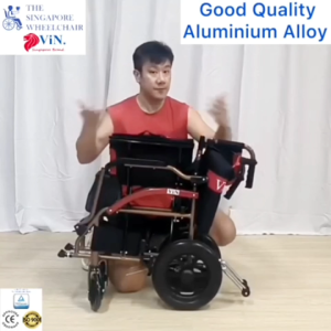 ViN-DY821 Lightweight Wheelchair Washable Cushion Armrest Lift Up Aluminum Elderly Push Chair Compact