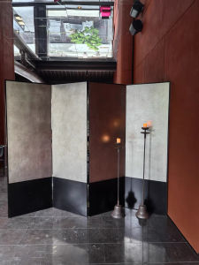 Rustic Japanese Style Silver Foil Screen Partition Foldable Living Room Tea Room Separator Wedding Photography Background Wall