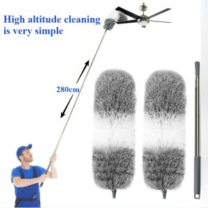 2.8M Duster Brush Microfiber Duster Extendable Curved Ceiling Cleaning Broom Household Electrostatic Dust Collector