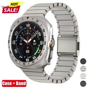 PC Case+ Titanium Strap for Samsung Galaxy Watch Ultra 2 2026 Business Bracelet Tempered Glass Screen Protector Hollow Hard