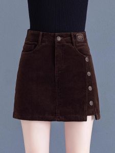 High Waist A-Line Mini Skirt Shorts Womens Autumn Winter New Style Corduroy Slimming Half Body Skirt Bottoming Boot Pants