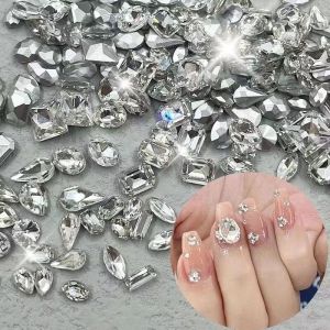 3D Stereo Nail Drill Sharp Bottom Shape High Transparent Bling Bling Nail Decoration DIY Pile Drill Heart round Diamond Nail Art