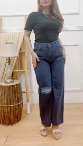 Jumbo Highwaist Kulot Sobek Lutut Lapis Big Size 27-42