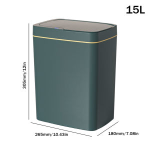 15/18L Smart Sensor Trash Can Waterproof Automatic Garbage Bin Smart Home Bathroom Trash Can Electronic Bagging White Green